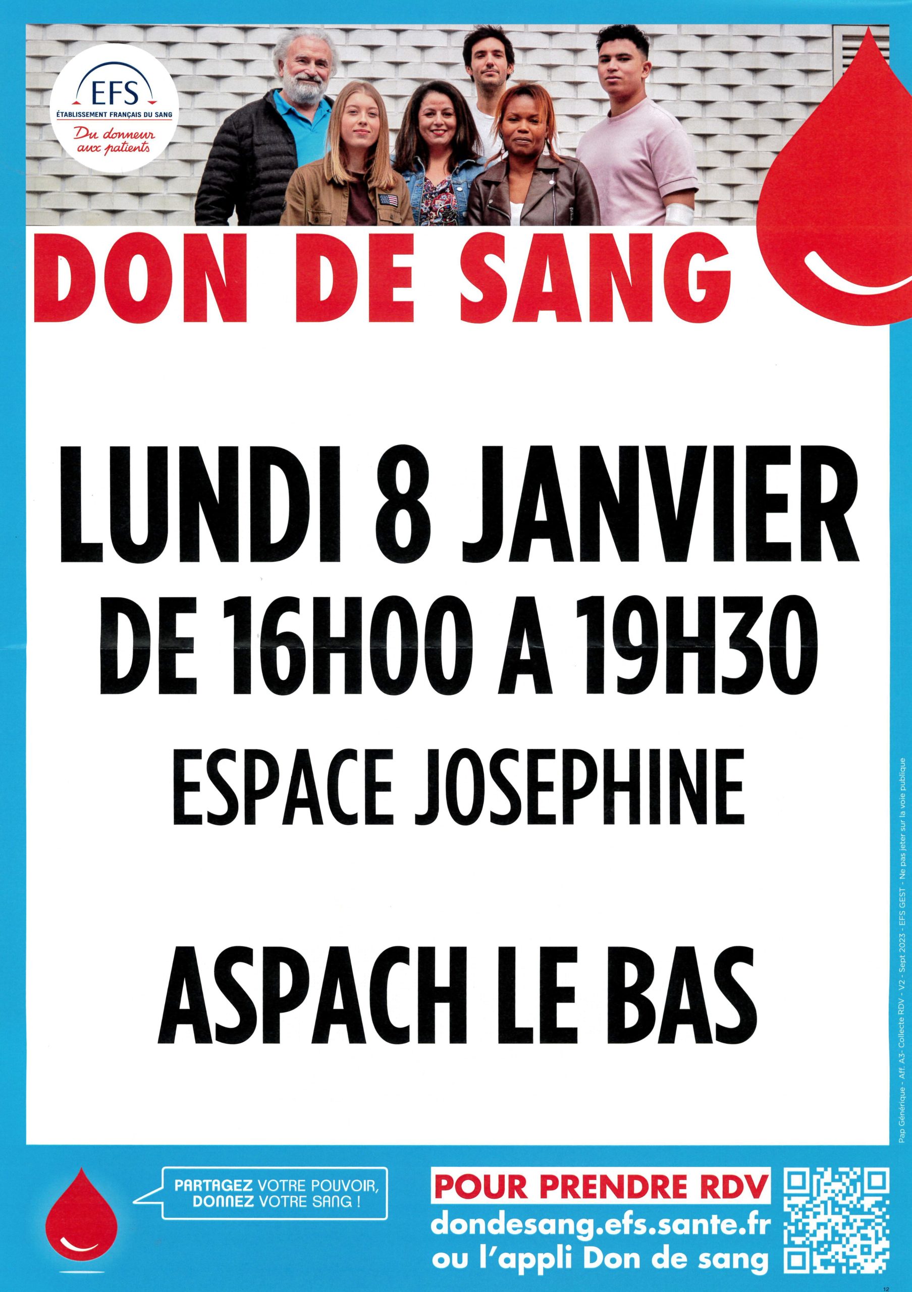 DON DE SANG 2024 Lundi 8 janvier * AspachleBas AspachMichelbach